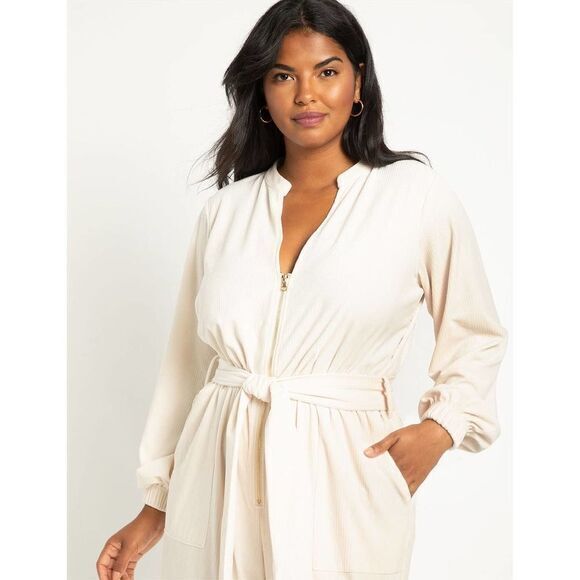 NEW Eloquii Corduroy Jumpsuit super soft, color cream, 24 - Picture 2 of 16